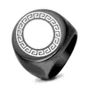 Anel Redondo Grande Muralha 22mm Gravado a Laser Novo Produto Transfronteiriço Europeu e Americano Anel Personalizado Masculino Vintage Desgastado Atacado
