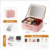 Bolsa de Maquillaje con Luz, Gran Capacidad, Compartimentos Divididos, Almacenamiento Portátil, con Espejo, Estuche de Viaje para Maquillador Profesional, Caja de Maquillaje
