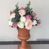 Flor Artificial Huajia Guía de Camino de Boda Bola de Flores Decorativa Rosa Peonía Hortensia Columna Romana Candelabro Decoración de Mesa