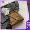 Bolso cubo con cordón bolso bandolera liso simple para mujer retro casual gran capacidad nylon bolso de hombro versátil Moda
