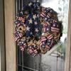 Guirnalda de flores y césped para el Día de la Independencia de Estados Unidos, colgante para puerta de entrada, decoración de tela para el hogar, corona artesanal, venta al por mayor