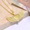 Moda europeia e americana de cobre embutido zircão em forma de coração asas de anjo pingente jóias pêssego em forma de coração pingente estrelado colar feminino
