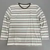 Camiseta de Verano Nueva para Mujer, Rayas de Bloques de Color Lyocell Tencel, Manga Larga, Cuello Redondo, Corte Holgado, Adelgazante, Versátil, Top Protector Solar