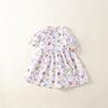 Vestido de meninas Novo Vestido de princesa infantil casual estampado de manga curta com gola redonda Vestido de bebê floral