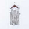 Chaleco nuevo de cuello redondo con tirantes para mujer, prenda exterior de verano, camisa interior de modal, talla grande, combinable, fina, sin mangas.