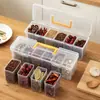 Caja de Almacenamiento de Plástico para Especias con Asa Organizador para Gabinete de Cocina Contenedor Hermético de Grado Alimenticio para Condimentos para Uso en el Hogar