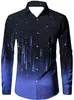 Camisa de diseño degradado vintage, chaqueta camisa casual de manga larga con bloques de color, camisa de hombre vintage estampada con cuello de solapa
