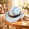 Sombrero de Copa Caliente de Amazon Estilo Étnico Etiqueta de Vaca Sombrero de Jazz Vaquero Occidental Sombrero de Montar Plegable Sombrero de Fieltro de Lana
