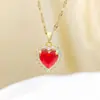 Colar de Coração de Rubi Mais Vendido Transfronteiriço Feminino Luxo Leve Versátil Clássico Moda Nicho Não Desbota Acessórios de Corrente de Clavícula