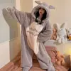 Pijama de una pieza 2026 para mujer, Felpa de coral, Engrosado, Otoño e Invierno, Lindo Totoro de dibujos animados, Con capucha, Se puede usar afuera, Suave