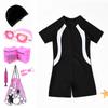 Traje de baño para niños, traje de entrenamiento de natación para niños y niñas, mismo tejido suave de secado rápido, traje de baño de una pieza, venta al por mayor