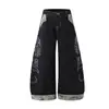 Urso Mágico Americano Luz Ásia Retro Jeans de Bolinhas Nova Calça de Perna Curva Solta Perna Larga Personalidade Calças Compridas