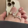 Anillo de amor con lazo mate para mujer, diseño de nicho de alta gama, para otoño e invierno, dulce y fresco, para novia.