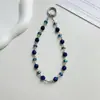 Cadena de Cristal con Cuentas Hecha a Mano para Teléfono Móvil de Celebridad de Internet para Mujeres, Llavero Exquisito y de Alta Gama Junta de Llavero Cadena Corta para Colgar el Teléfono Móvil en la Muñeca