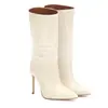 Botas de moda europeas y americanas transfronterizas punta cuero costura manga delgada tacón alto botas botas comercio exterior zapatos de mujer