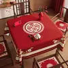 Toalha de Mesa Quadrada Decorativa de Ano Novo 2026 Atmosfera Festiva Vermelha Toalha de Mesa Quadrada para Sala de Jantar Mesa dos Oito Imortais Toalha de Mesa para Mesa de Mahjong