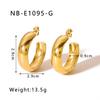 Aretes colgantes geométricos estilo ins transfronterizo de acero de titanio chapado en oro de 18 quilates que no se decoloran, con forma de media luna, en C, con forma de gota y huecos para mujer