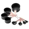 Conjunto de xícaras e colheres medidoras de plástico conjunto de 8 peças cabo de aço inoxidável xícara medidora de cozimento com escala ferramenta medidora de cozimento