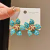 Estrella de Mar Diamante Azul~Pendientes de Estrella de Mar Incrustados con Diamantes Estilo Lujo Ligero Europeo y Americano, Pendientes Vintage de Moda y Exagerados, Accesorios para Orejas de Alta Gama Personalizados