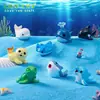 Paisaje en miniatura con tiburones lindos, tortugas pequeñas y otros adorables animales marinos; decoración de acuario, accesorios DIY y adornos pequeños