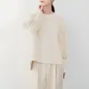 Estilo Japonés y Coreano Toma Real Otoño e Invierno Nuevo Sudadera para Mujer Cuello Redondo Mangas de Linterna Color Sólido Holgada Casual Pullover Top Manga Larga