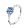 Anillo de Moissanita Transfronterizo para Mujer, Anillo Imitación Colorido, Forma Redonda Versátil Chapado en Oro, Montura de Anillo de Plata de Ley S925, Al por Mayor en Stock