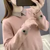 Camisa base de punto con cuello vuelto para otoño e invierno para mujer, suéter holgado versátil con cuello de muñeca, top de punto casual elegante de dos piezas falsas
