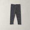 Moda Infantil Estilo Coreano Outono Versátil Cor Pura Listrado Leggings para Meninos e Meninas de Pequeno e Médio Porte Calças Justas Elásticas