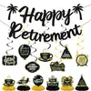 Set de Pancartas con Brillo Temática de Jubilación Negro y Dorado Transfronterizo, Set de Feliz Jubilación, Pancarta, Decoraciones Espirales de Panal