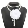 N12904 Nuevo Gargantilla Retro Barroca Francesa Flor de Rosa Collar para Clavícula Cadena de Perlas Pequeñas Fragantes de Celebridad