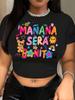 Camiseta de verano 2024 para mujer, sencilla, con estampado de moda, ajustada hasta el ombligo, estilo europeo y americano