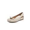 Zapatos de Cuero de Capa Única con Diseño Hueco de Lazo Color Macarrón, Suela Gruesa de Aumento de Altura, Tacón Medio, Punta Redonda Suelta, Parte Superior Baja, para Mujer, Primavera 2025
