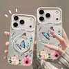 Funda de Teléfono con Diseño de Flor de Mariposa y Soporte para iPhone 16 Pro Max, de Moda para Apple 17 Pro, 15, 14/13