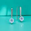Pendientes largos de moissanita con un solo diamante en forma de U para mujer, plata de ley S925, estilo coreano, elegantes y de alta gama.