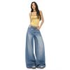 25º Look do Dia! Popular Duas Cores Estilo Americano|Design High Street, Cintura Alta, Pernas Largas, Efeito Emagrecedor, Preguiçoso, Solto, Reto e Comprimento até o Chão