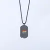 Colar Masculino Transfronteiriço Europeu e Americano Pingente Arco-Íris Preto Marca Militar Corrente para Suéter Simples Hip Hop Joias de Aço Inoxidável