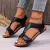 Sandalias Planas de Velcro para Mujer Tallas Grandes Europeas 2026 Amazon Moda Playa Transfronterizas En Stock Piel Sintética Tallas Grandes