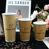 Vasos para té de leche de 90 mm de diámetro, grado comercial, desechables, engrosados, de una sola capa, vasos de papel huecos, personalizables con logotipos, diseñados para tiendas de té de leche, con tapas