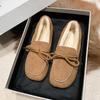 Mocasines de Mujer con Forro de Piel para Otoño e Invierno 2026, Modelo Nuevo, Resistentes al Frío, Versátiles, Zapatos Peludos Planos de Suela Gruesa sin Cordones para Mujer