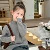 Suéter para Niñas Suéter Tejido 2025 Primavera y Otoño Nuevo Suéter de Cuello Alto Medio para Niños Forro de Terciopelo Imitación de Visón Suéter para Bebé
