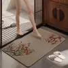 Alfombra de baño tejida tipo lino, estilo chino nuevo, antideslizante, absorbente de agua, secado rápido, felpudo decorativo popular
