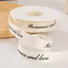 Fita de Fio Estilo Xiao Xiang Fita de Embalagem com Letra Inglesa Flores Brancas de Feliz Aniversário Fita de Embalagem