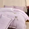 Juego de cama de cuatro piezas estilo francés romántico de terciopelo tallado, terciopelo de leche, para otoño e invierno, cálido, suave, amigable con la piel, funda de edredón de vellón de doble cara, juego de ropa de cama 4