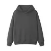 Sudadera con capucha de color sólido gris hierro de 600 g de peso pesado con forro polar para hombre, cálida y holgada para otoño e invierno, sudadera con capucha de forro polar zorro plateado