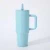 Novo copo de gelo simples de camada dupla com retenção de frio e alça, isolamento em aço inoxidável, à prova de vazamentos, bico dobrável, copo de carro portátil
