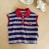 Polo Infantil sin Mangas con Cuello Camisero 2026 Verano Polo Rayado para Niños y Niñas Uniforme Escolar al por Mayor para Estudiantes de Primaria