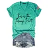 Top de cuello en V para mujer de verano con un diseño elegante, Camiseta de punto de manga corta con doble estampado, Popular top casual de manga corta para mujer de verano
