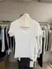 Top Básico Versátil Simples de Linho e Algodão Estilo Coreano para Mulheres, Camiseta de Manga Curta com Gola U Ajustada 82896