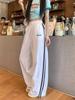 Calça Esportiva de Contraste de Cores Americana Secagem Rápida Casual Dopamina Listrada Solta Calça Casual High Street Retrô Respirável Calça Mop