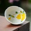 Taza Maestra Flor de Rosa de Cerámica Pintada a Mano para Uso Personal, Exquisita Taza de Té, Taza de Degustación para Juego de Té Kung Fu, Taza Individual